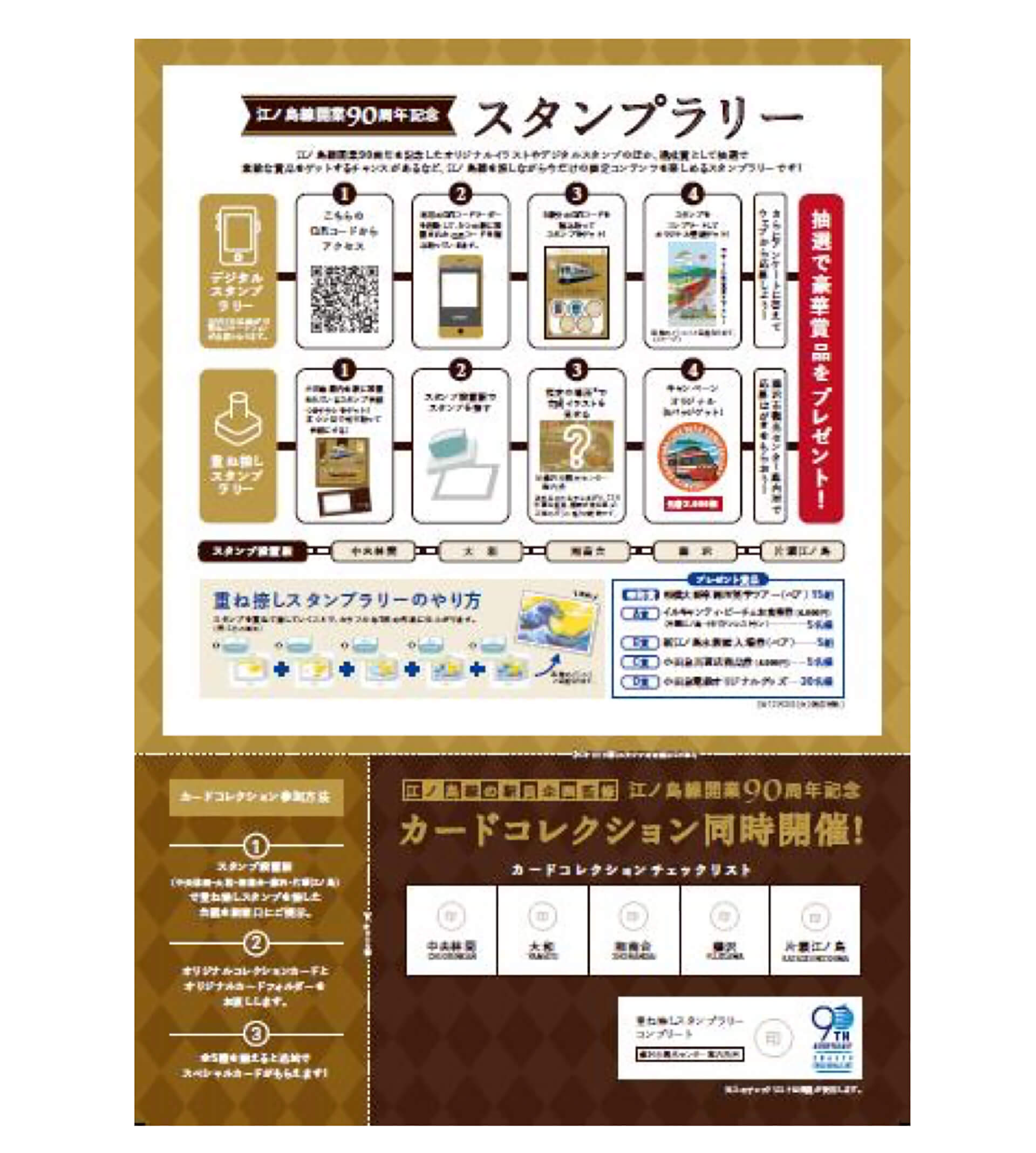 小田急江ノ島線 開業９０周年スタンプ台紙つきチラシ