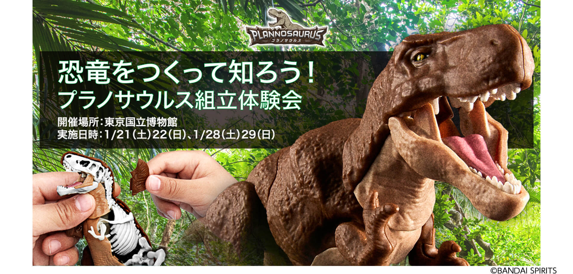 『恐竜をつくって知ろう！プラノサウルス組立体験会』東京国立博物館（平成館）バンダイナムコ