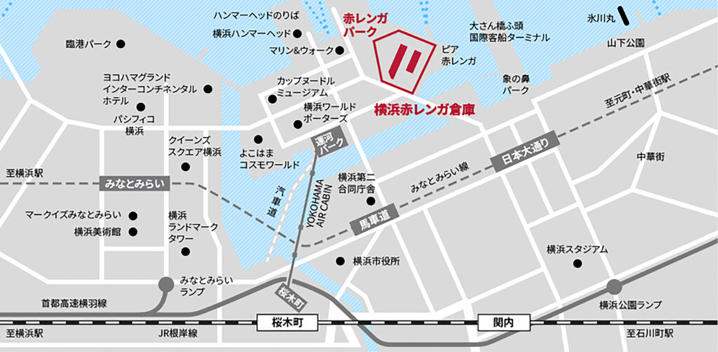 横浜赤レンガ倉庫 俯瞰地図