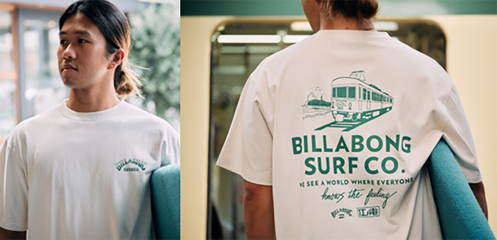 江ノ電×BILLABONGのコラボレーション　コラボTシャツ着用スタッフ