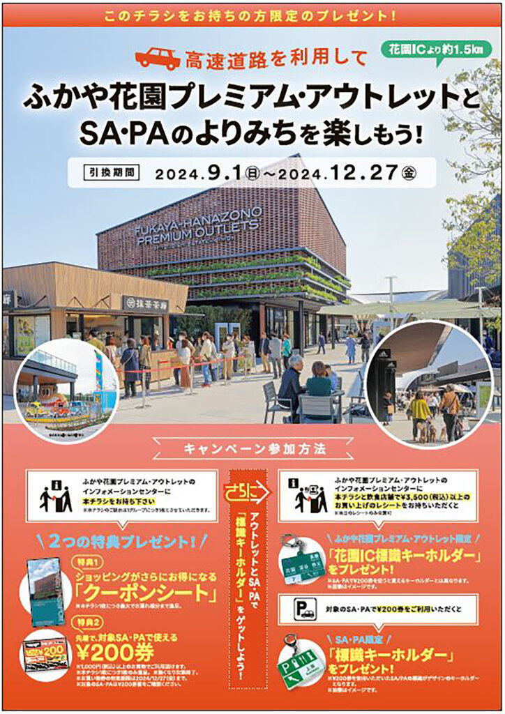 ふかや花園アウトレットと高速道路SA・PAのタイアップキャンペーン　告知ポスター