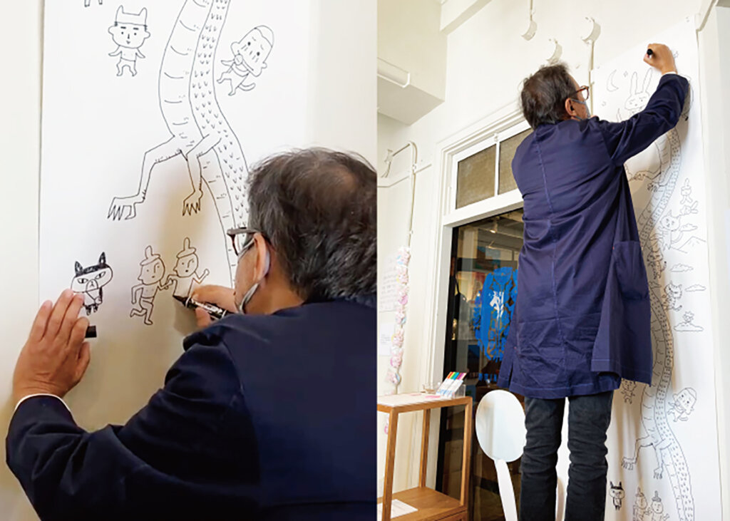 漫画「コロコロ毛玉日記」の原画展 中川いさみライブペイント