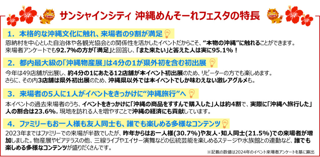 サンシャインシティ 沖縄めんそーれフェスタ 特長
