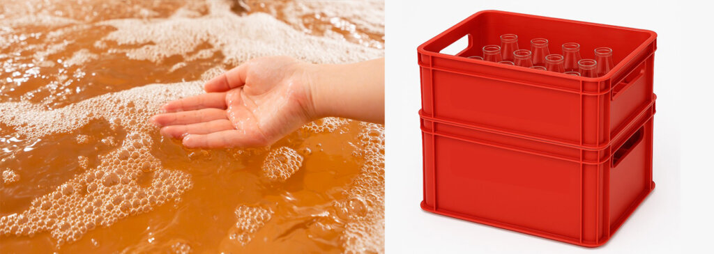 東京都議会議員銭湯　黄色い温泉、赤い牛乳瓶ケース