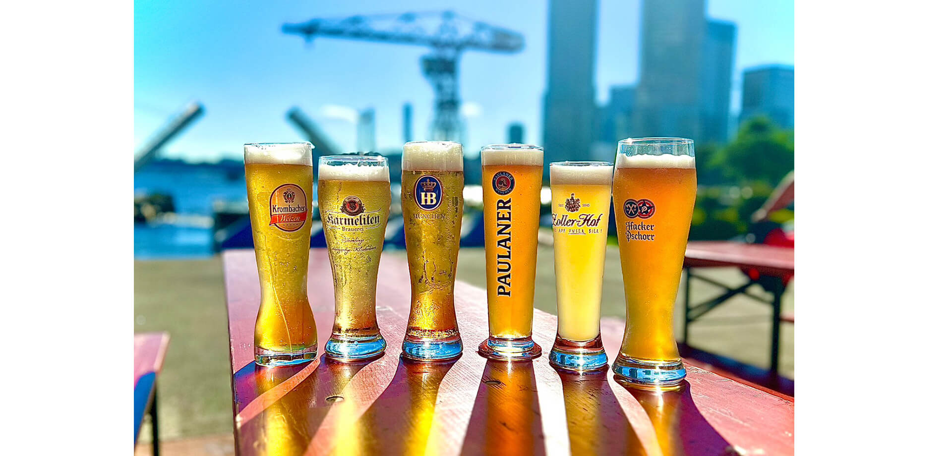 ドイツビールがグラスで並ぶ