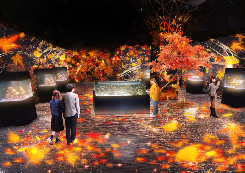 マクセル アクアパーク品川×ネイキッド 『MOMIJI AQUARIUM』　会場風景