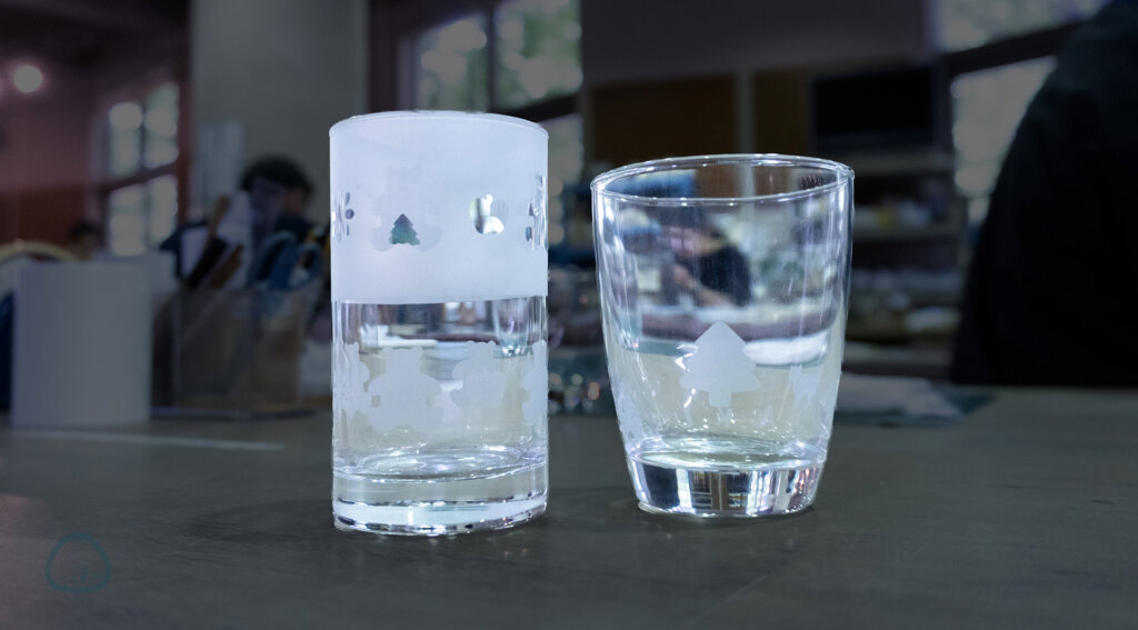 相模原　藤野芸術の家　ワークショップ　サンドブラストグラス作例