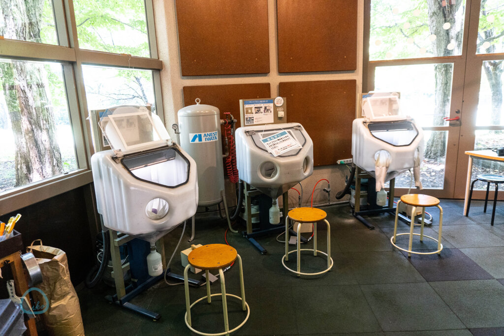 相模原　藤野芸術の家　ワークショップ　サンドブラスト作業工程