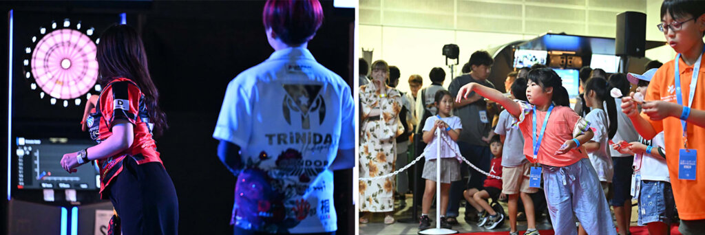 日本ダーツ祭り体験する子どもたちの様子