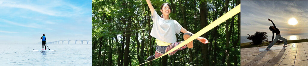 SAPやヨガに興じる人たち