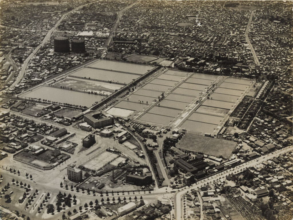 淀橋浄水場 全景斜俯瞰航空写真
