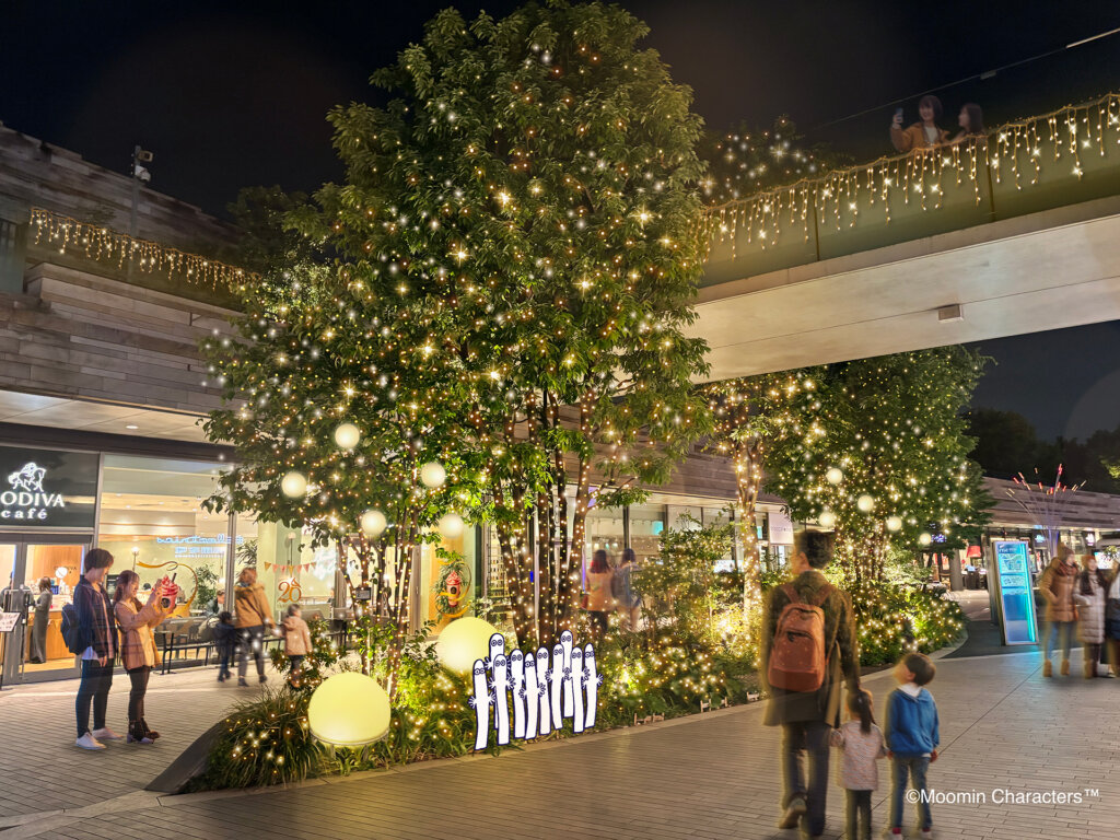 二子玉川ライズのクリスマス2025『HEARTLIGHT HOLIDAY With MOOMIN』会場風景