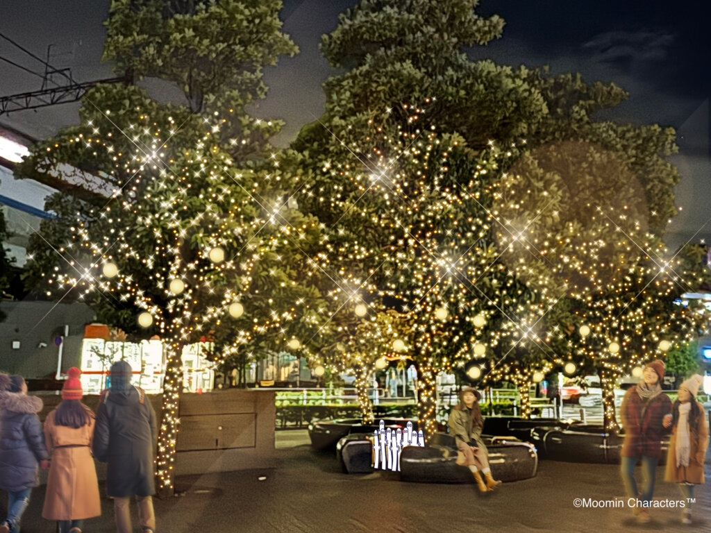 二子玉川ライズのクリスマス2025『HEARTLIGHT HOLIDAY With MOOMIN』会場風景