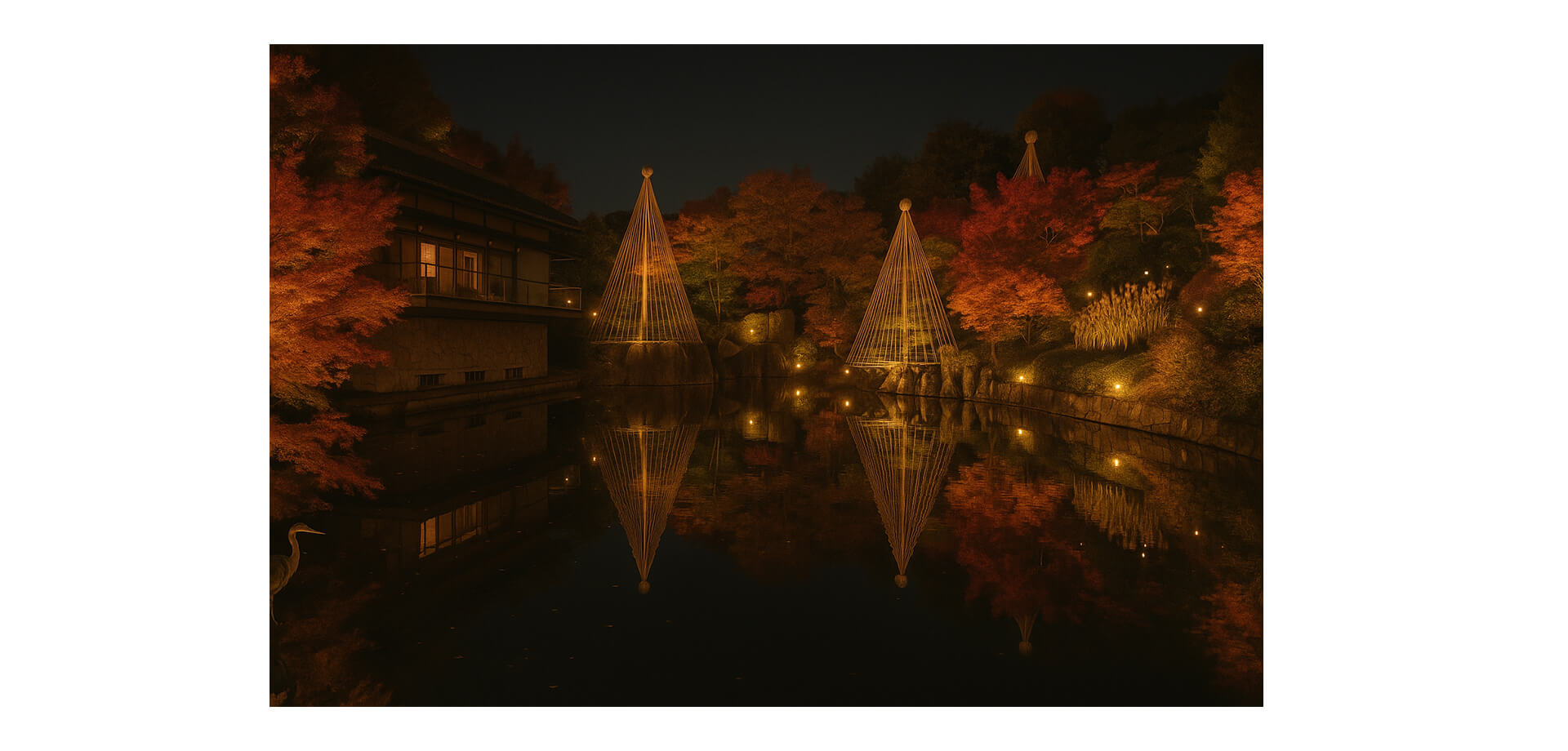 豊島区立目白庭園　秋の庭園ライトアップ『TERASU』会場風景
