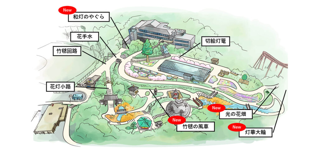 HANAあかり～HANA・BIYORI×竹あかり～ 会場マップ