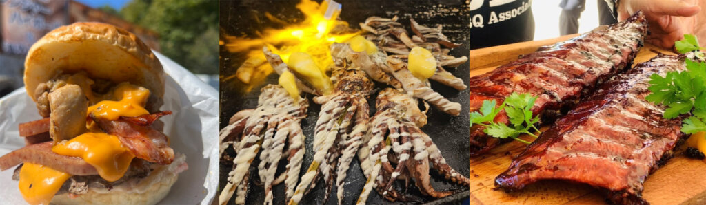 ハンバーガー　イカ焼き　ステーキ