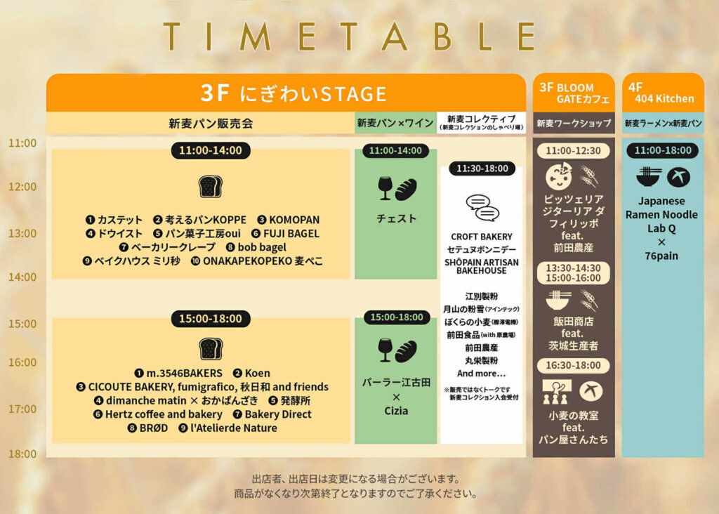 麦フェス2025　タイムテーブル