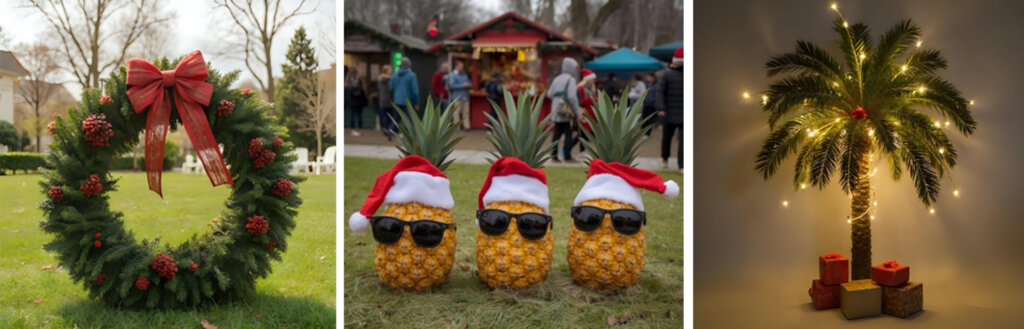 ツリー、パイナップルの雑貨、クリスマスリーフ