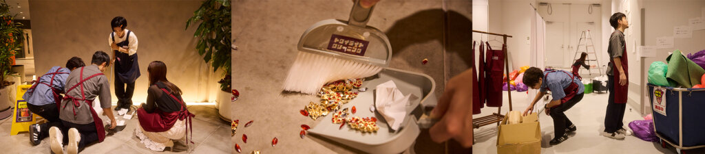 どこか奇妙な職業体験 虎ノ門ヒルズ清掃員 体験の様子