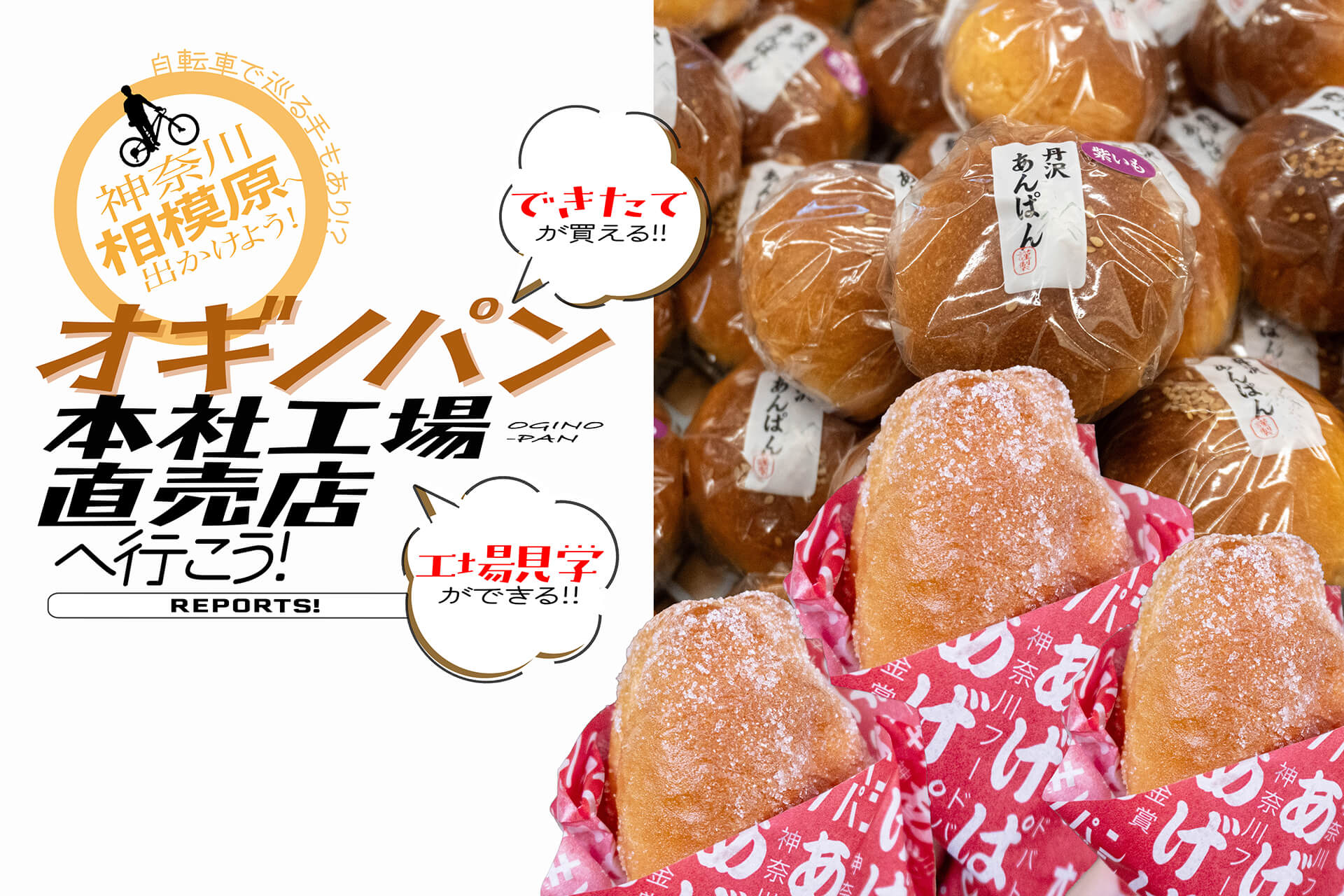 オギノパン 本社工場直売店】 できたてパンが買える、あげぱんで有名な