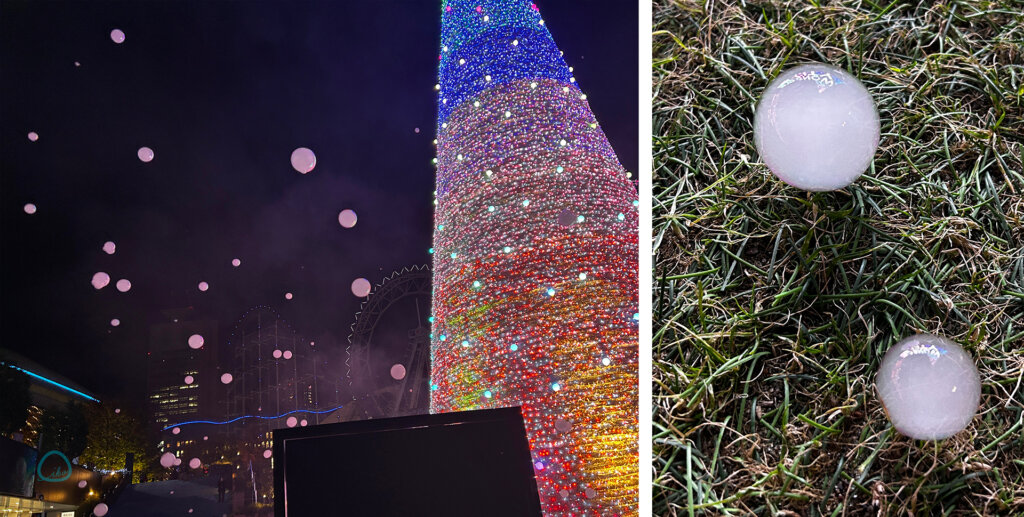 東京ドームシティ　夜間ライトアップ シャボン玉演出