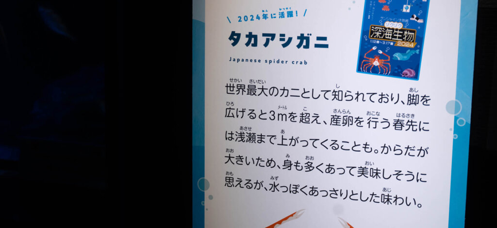 サンシャイン水族館　ゾクゾク深海生物　解説板