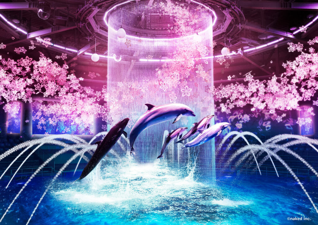 マクセル アクアパーク品川「幻想的なお花見アート」ドルフィンパフォーマンス