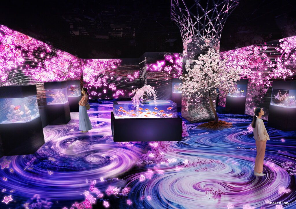 マクセル アクアパーク品川「幻想的なお花見アート」会場風景