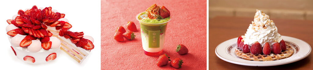 いちごを使ったパフェ、ケーキ
