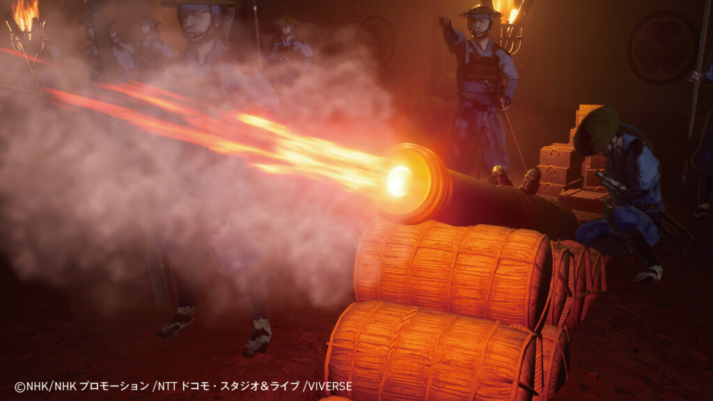 武将が大砲を撃つ