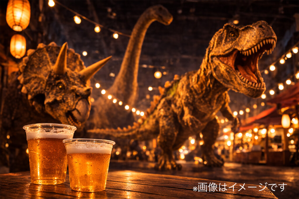 恐竜とビール