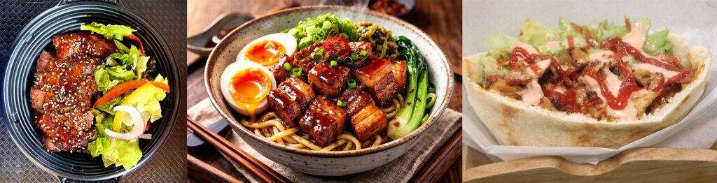 肉丼、肉うどん 肉サンド