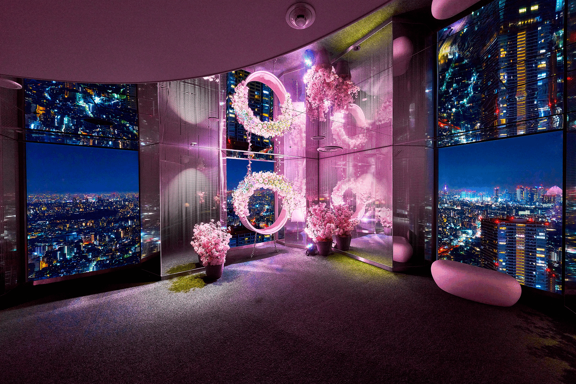 てんぼうパーク さくらまつり 会場風景 ライトアップ