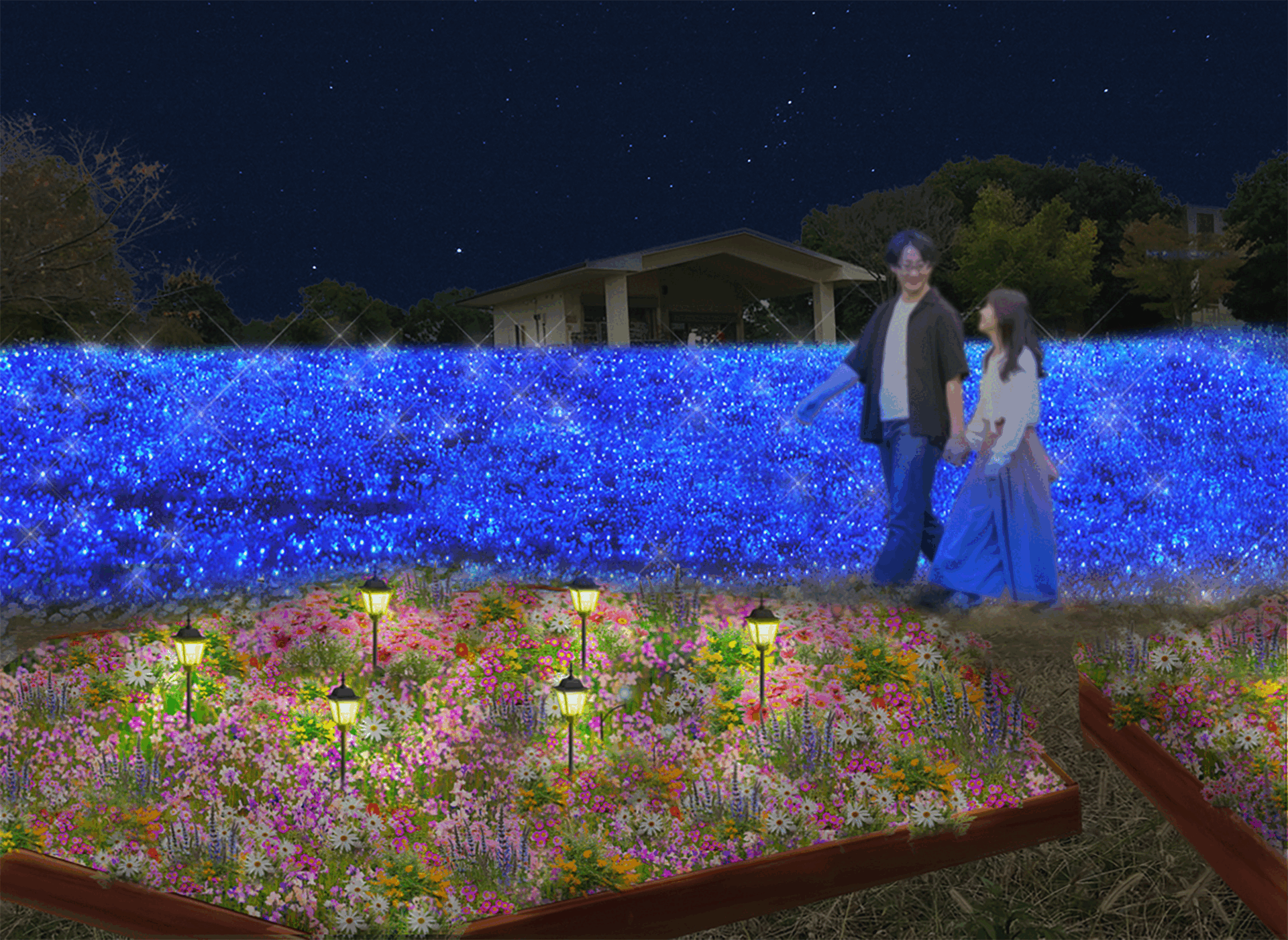 花と光のムーブメント 舎人公園~ 点灯風景