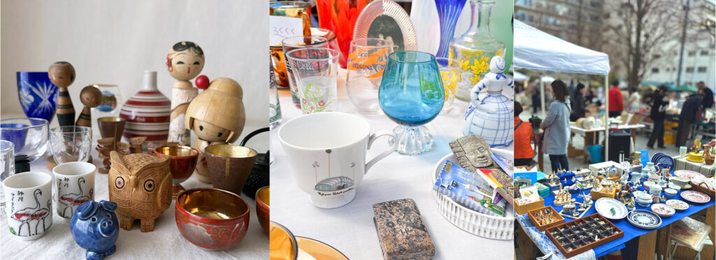 陶器やコップ、皿、グラス