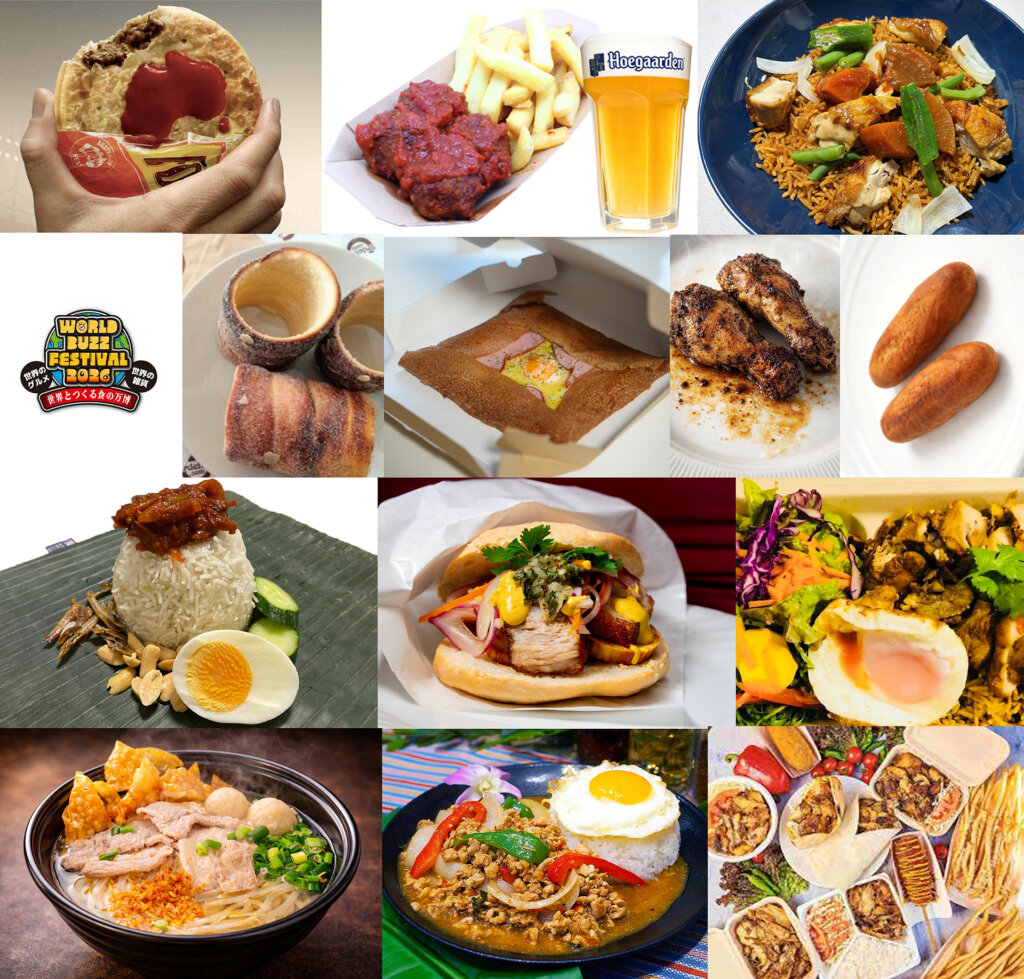 World Buzz Festival 2026販売グルメ　ラーメン、肉、ガパオなど