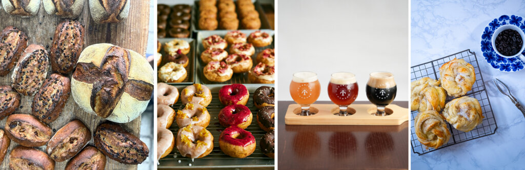 パン、ベーグル、ビール