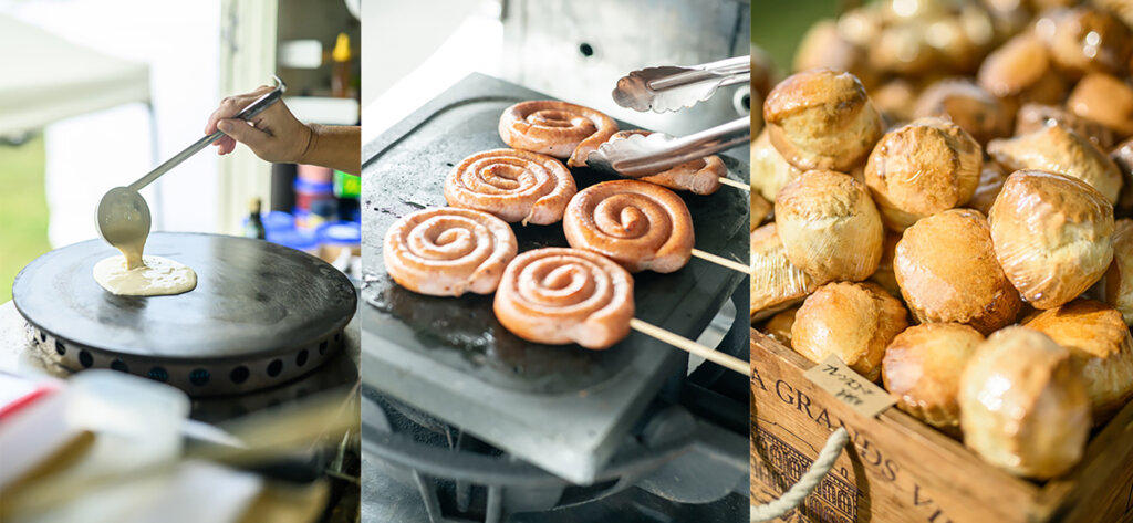 クレープやパン、ソーセージの販売