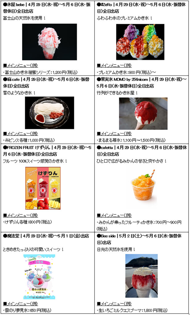 ODAIBA かき氷フェス2026　販売かき氷