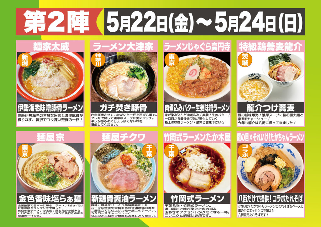 八街!激うま!ラーメン祭2026 販売ラーメン
