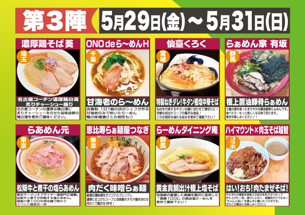 八街!激うま!ラーメン祭2026 販売ラーメン