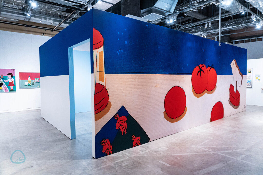 イラストレーター 安西水丸展 展示風景 レストランの壁画
