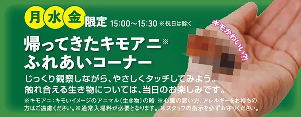 キモい展2026　触れ合いコーナー告知バナー