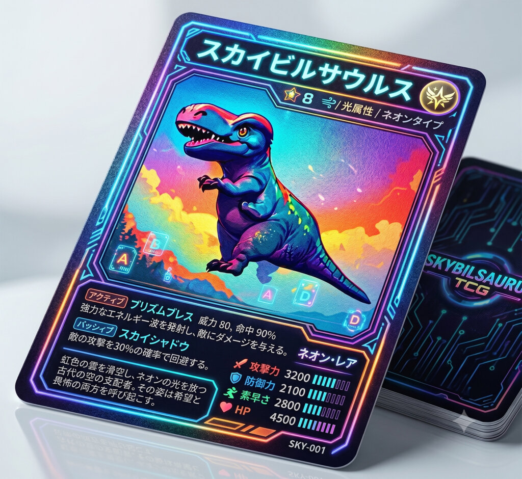 虹色に光る恐竜カード