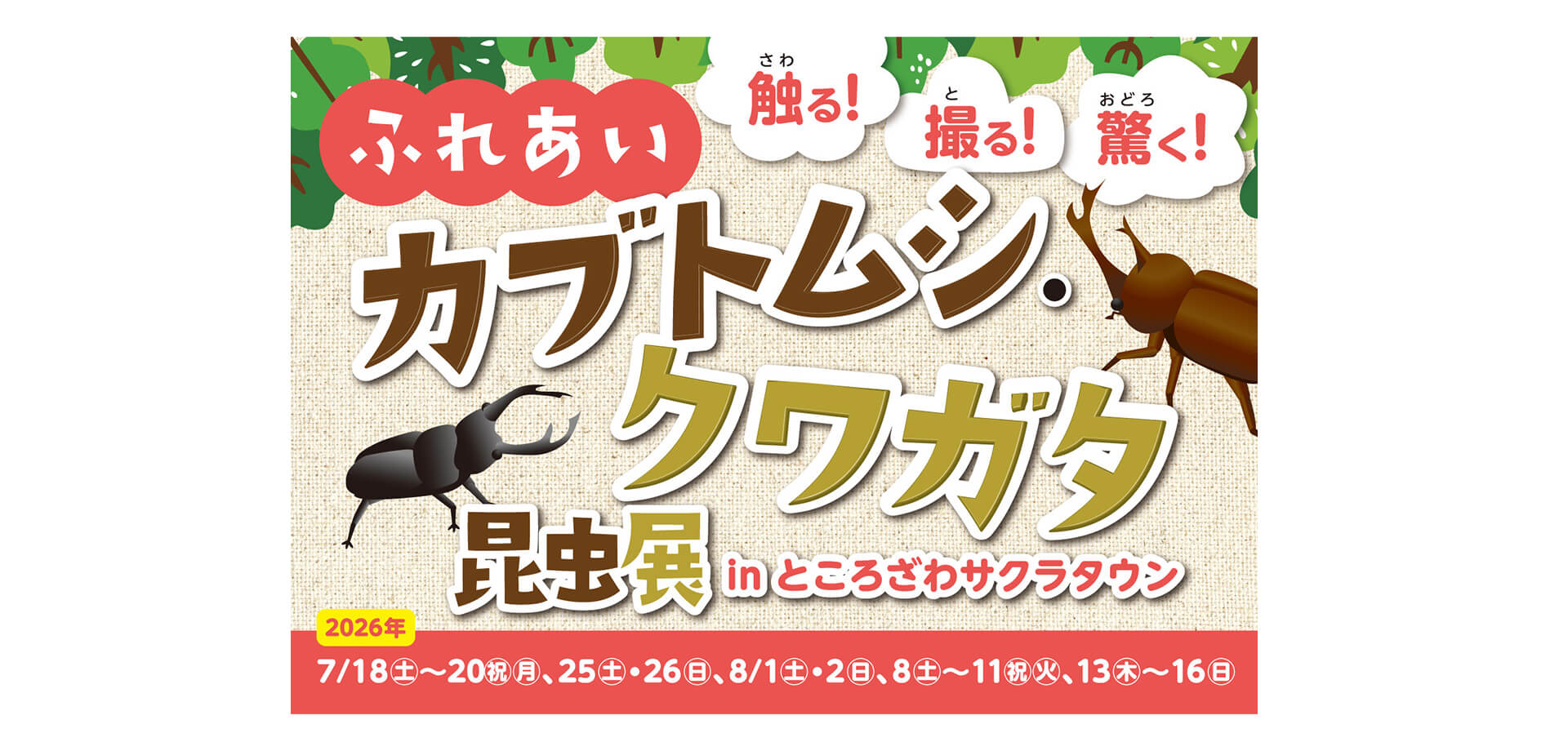 ふれあいカブトムシ・クワガタ昆虫展 in ところざわサクラタウン メインビジュアル