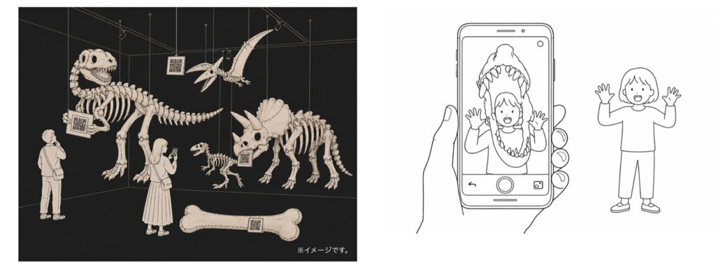 下田昌克 恐竜人間展 AR体験の様子