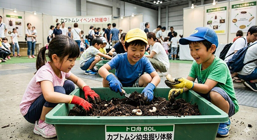 カブトムシの幼虫掘り起こし体験