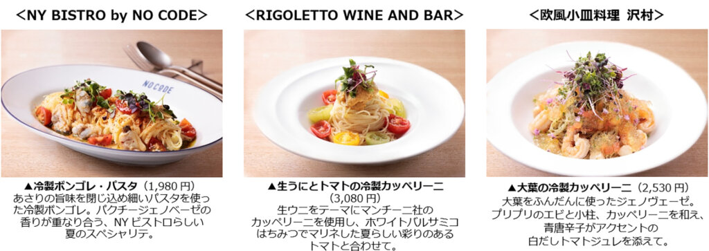 丸の内ハウス「夏の麺、あつめました。」販売メニュー