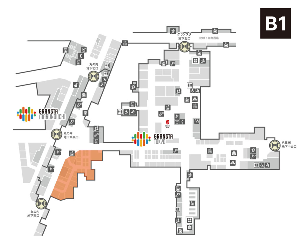 グランスタ東京 地下丸ノ内改札内エリア 地図