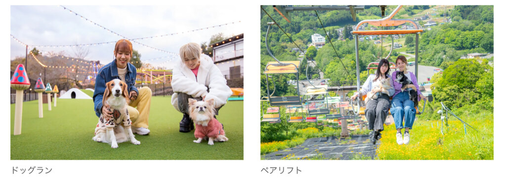 犬連れであそぶ人　リフトに乗る人